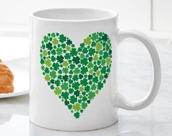 CafePress Irish Shamrock Heart Mug Mugs Ceramic Coffee Mug, Tea Cup 11 oz, St. Patrick's Day Coffee Mug
