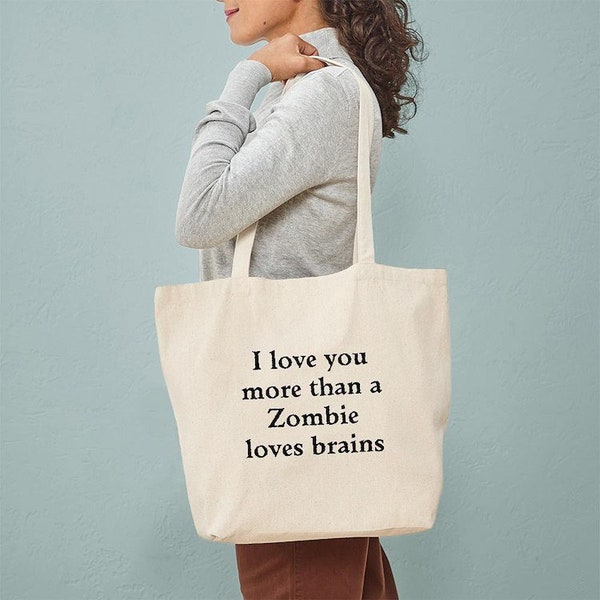 CafePress I Love You More Than A Zombie Loves Brains Tote Ba Natural Canvas Tote Bag, Reusable Shopping Bag