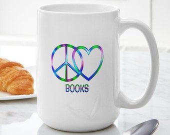CafePress Peace Love Books Ceramic Coffee Mug, Tea Cup 15 oz