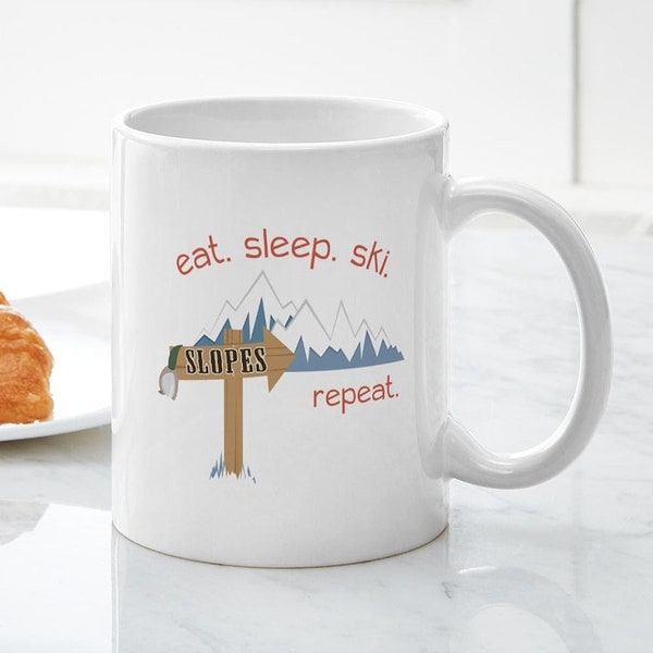 CafePress Slopes Eat. Sleep. Ski. Repeat. Mugs Ceramic Coffee Mug, Tea Cup 11 oz