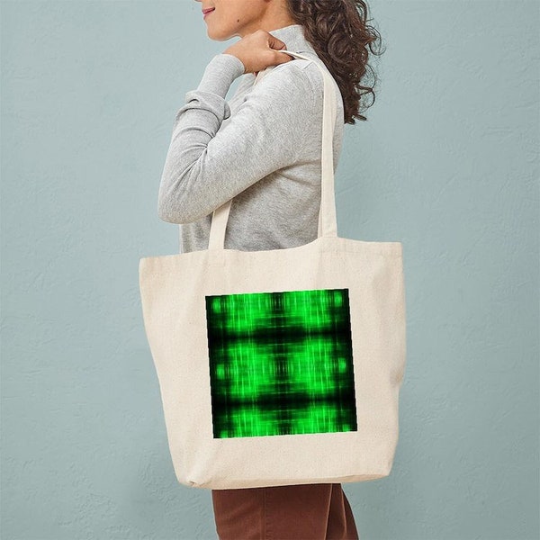 CafePress Tribal Neon Green Batik Tote Bag Natural Canvas Tote Bag, Reusable Shopping Bag