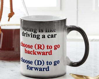 CafePress Voting Is Like Driving A Car Magic Mug, Color Changing 11 oz Ceramic Mug