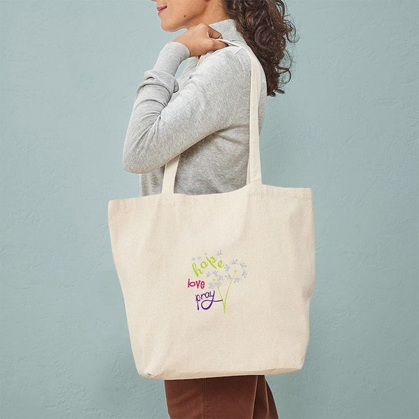 CafePress Hope Love Pray Tote Bag Natural Canvas Tote Bag, Reusable Shopping Bag