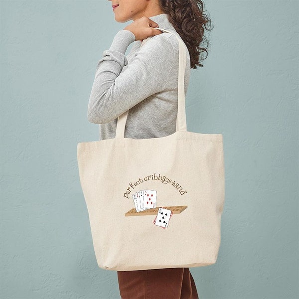 CafePress Perfect Cribbage Hand Tote Bag Natural Canvas Tote Bag, Reusable Shopping Bag