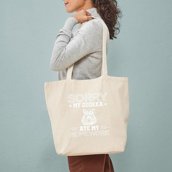 CafePress Wildlife Outback Quokka Mole Quokka Gift Natural Canvas Tote Bag, Reusable Shopping Bag