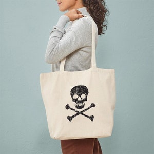 CafePress Skull & Crossbones Tote Bag Natural Canvas Tote Bag, Reusable Shopping Bag