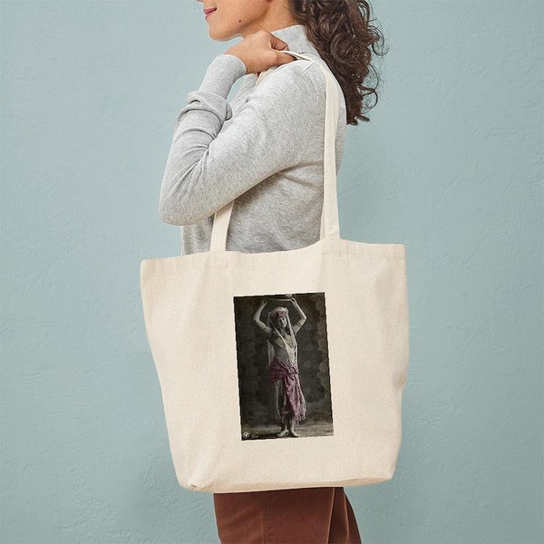 CafePress Vintage Tribal Bellydance Gir Tote Bag Natural Canvas Tote Bag, Reusable Shopping Bag