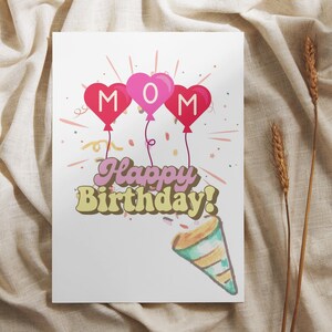 Printable Mom Birthday Card Happy Birthday Mom Printable Card - Etsy