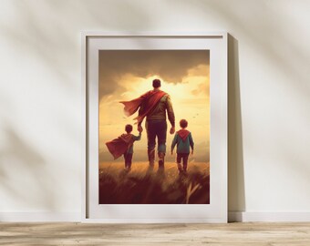 Father and Children Wall Art | Father's day wall art | Father Day Printable wall art | Heartwarming Fathers Day Gift | Fathers Day gift |