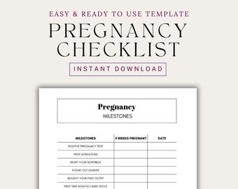 Pregnancy checklist, Pregnancy, Printable Birth Plan, Digital checklist, Hospital Bag, Pregnancy To Do Lists PDF,