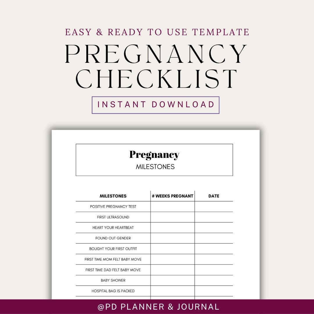 Pregnancy Checklist, Pregnancy, Printable Birth Plan, Digital Checklist ...