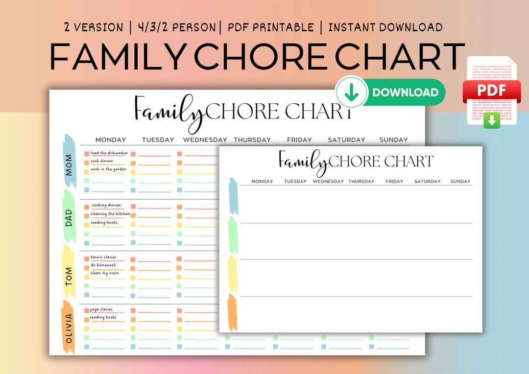 Personalized Activity Chart for Family | Family Planner, Chore Chart ...
