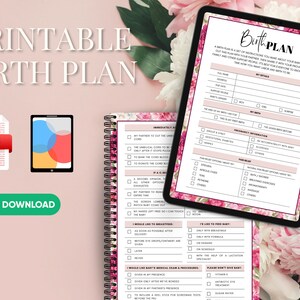 Birth Plan Template | Minimal | Mom checklist | Birth Preference Template | 4 pages