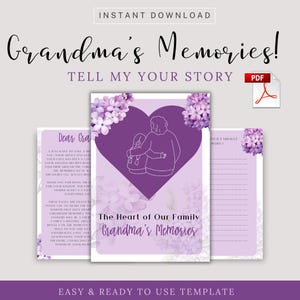 Grandma Memories, Grandma tell me your story, Grandmother's Keepsake Journal | Family Memory Book | I Want To Hear Your Story Memory Journal