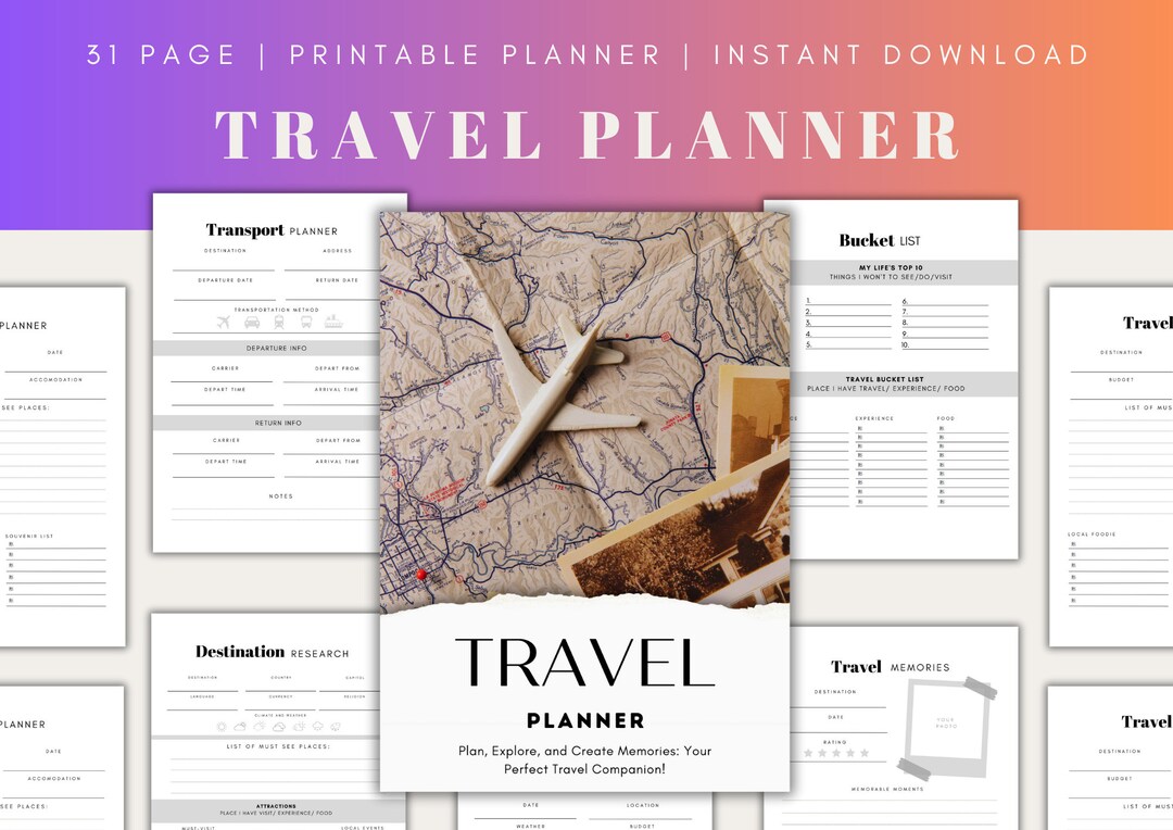 Printable Travel Planner for Memorable Journeys Travel Planner Template