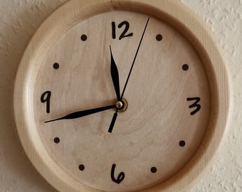 Wall clock, wood, natural finish