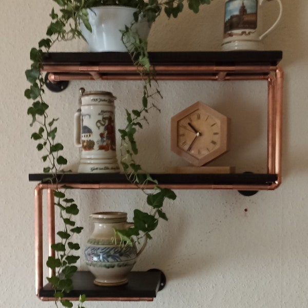 copper pipe wall shelf