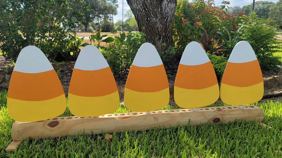 Hand Painted Candy Corn Yard Art Decor Stakes for Halloween or Fall Etsy