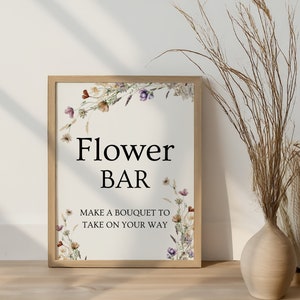 Editable Wildflower Bar Printable, Floral Shower Decor, Make a Bouquet sign, Flower Wreath Sign for Events, Bouquet Bar , Shower party