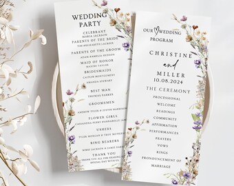 Wildflower Wedding Program, Editable Order of Service (Digital Download)