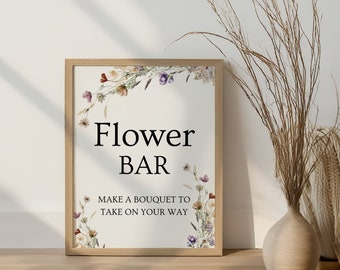 Editable Wildflower Bouquet Bar Sign, Floral Shower Decor (Digital Download)