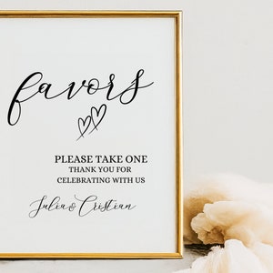 Editable Boho Bridal Shower Favors Sign, Wedding Favor Sign Template, 8x10 Minimalist Please Take a Favor, DIY Instant Download