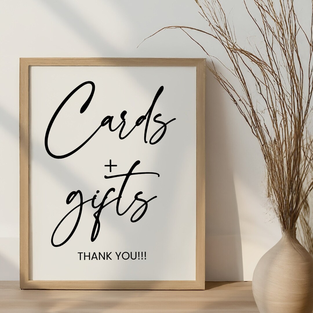 Cards and Gifts Template, Modern Wedding Gift Sign, 5x7 , 8x10 ...