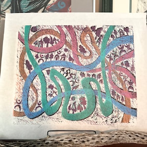 Original Vintage Color Woodblock Print Titled &quot;Fantastic Holiday&quot; signed by late artist Peter K. Hoag, 2001