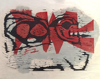 Mid Century Abstract Woodblock Print  by Peter K. Hoag, 8/20, Proof