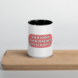 Mug with a colored inside with a saying