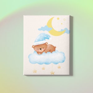 Cute Sleeping Bear Wall Art for Children&#39;s Bedrooms - Animal Inspired Decor, Adorable Sleeping Bear Wall Art, Nursery, Art Prints