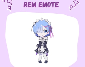 Animated anime girl dancing, Rem emote for twitch/discord