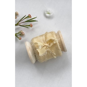 Silk ribbon in Sunshine Yellow,handmade and hand dyed for your wedding stationery, for photographers, for styled shoots and for styling kits