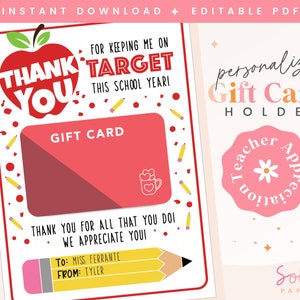 Porta carte regalo per insegnanti / Regalo di apprezzamento per insegnanti / Carta regalo Target / Ringraziamento per insegnanti / Carta regalo stampabile / Regalo di fine anno