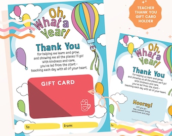 Oh the Places Teacher Gift Card Holder | Teacher Appreciation Gift | Teacher Thank You | Printable Gift Card | Teacher End of Year Gift