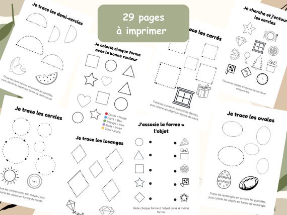 Cahier éducatif formes géométriques maternelle | Activités à imprimer PDF | Apprentissage enfants 3-6 ans | Coloriage, traçage,