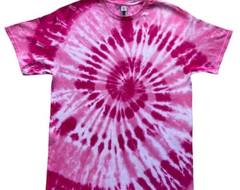 Pink Spiral Tie Dye T-Shirt, Adult, Youth, Unisex, XS, S, M, L, XL, 2XL, 3XL, 4XL, 5XL, Dyed in the UK, Gift