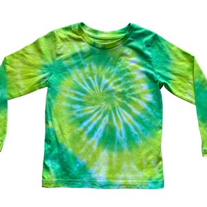 Green and Lime Spiral Tie Dye T-Shirt, Adult, Youth, Unisex, XS, S, M, L, XL, 2XL, 3XL, 4XL, 5XL, Dyed in the UK, Gift