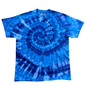 Blue Vortex Ice Tie Dye T-Shirt, Adult, Youth, Unisex XS, S, M, L, XL, 2XL, 3XL, 4XL, 5XL, Dyed in the UK, Gift