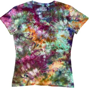 Limited Edition Blossom Ice Tie Dye T-Shirt, Adult, Womans V-Neck, MEDIUM, Dyed in the UK, Handmade, Ready for Dispatch, Free UK Delivery