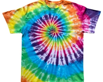 Classic Spiral Tie Dye T-Shirt, Adult, Youth, Unisex, XS, S, M, L, XL, 2XL, 3XL, 4XL, 5XL, Dyed in the UK, Gift