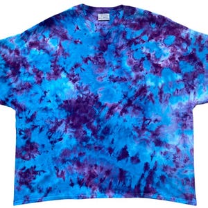 Limited Edition Blue & Purple Ice Tie Dye T-Shirt, Adult, Unisex, 5XL, Dyed in the UK, Gift, Handmade, Ready for Dispatch, Free UK Delivery
