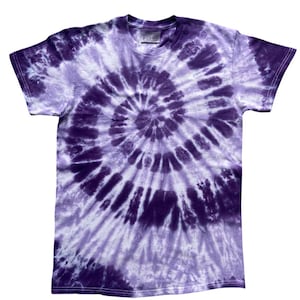 Purple 2 Tone Spiral Tie Dye T-Shirt, Adult, Youth, Unisex, XS, S, M, L, XL, 2XL, 3XL, 4XL, 5XL, Dyed in the UK, Gift