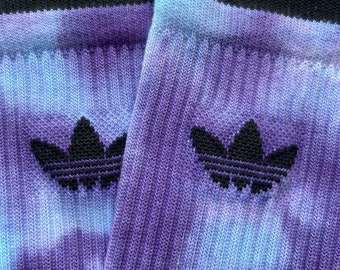 Blau Lila gebatikte Adidas Original Crew Socken, 2 Paar, Farbe, Unisex, Adidas Originals, Geschenk