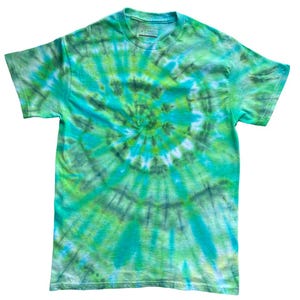 Green Vortex Ice Tie Dye T-Shirt, Adult, Youth, Unisex XS, S, M, L, XL, 2XL, 3XL, 4XL, 5XL, Dyed in the UK, Gift
