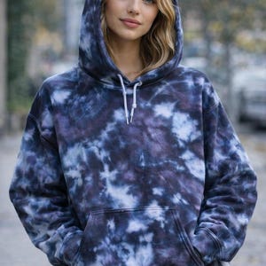 Bluza z kapturem Snow Maiden Ice Dye, zapinana na zamek, dla dorosłych, dla młodzieży, unisex, XS, S, M, L, XL, 2XL, 3XL, 4XL, 5XL, barwiona w Wielkiej Brytanii, ręcznie robiona na zamówienie