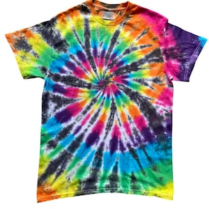 Classic Spiral with Black Tie Dye T-Shirt , Adult, Youth, Unisex, XS, S, M, L, XL, 2XL, 3XL, 4XL, 5XL, Dyed in the UK, Gift