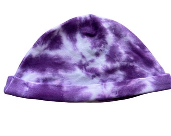 Purple Tie Dye Baby Hat, Unisex, One Size, Unique, Dyed in the UK, Gift, 100% Cotton