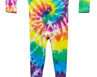 Rainbow Spiral Baby Tie Dye Sleepsuit, 0-3 months, 3-6 months, 6-9 months, 9-12 months, 12-18 months, 18-24 months, Unisex, 100% Cotton