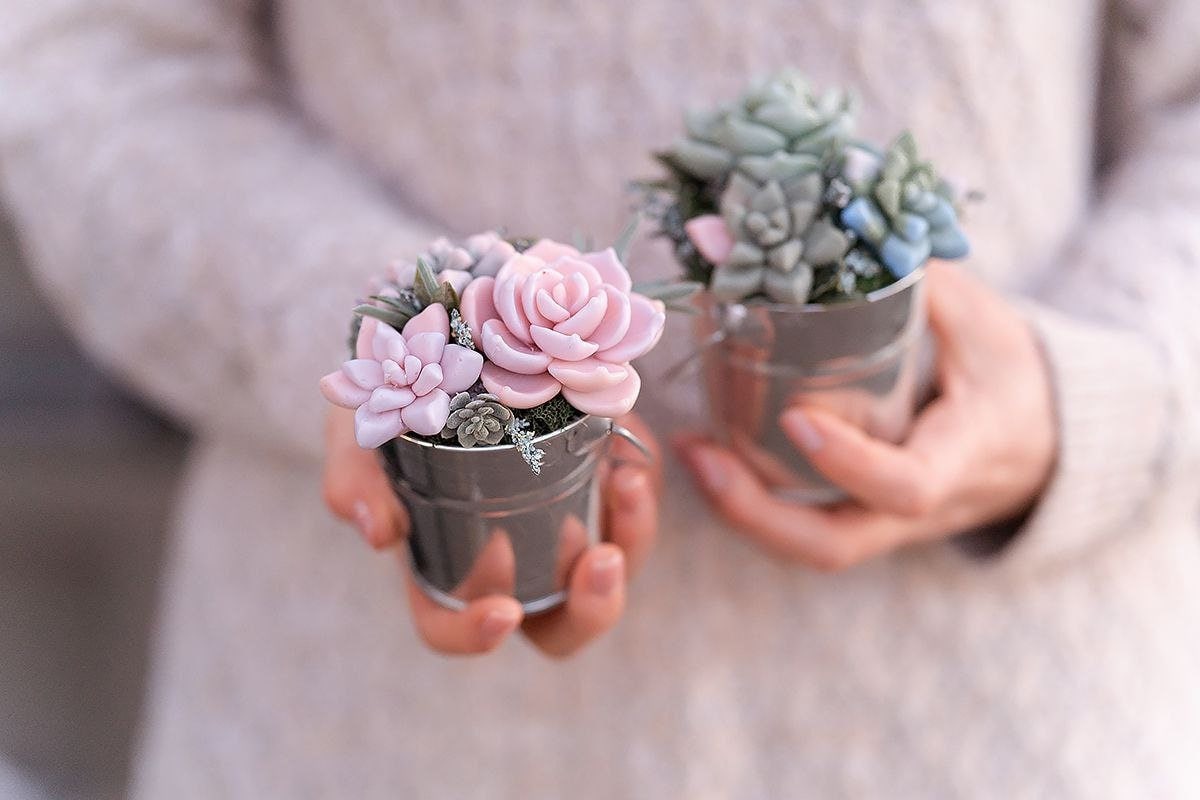 Succulente zeep Bloem voor op kantoor Decoratief boeket vetplanten Cadeaubaas